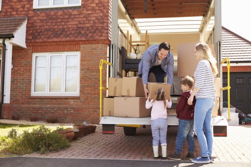 Office relocation planning in Andstorage with labeled cartons and organized transport