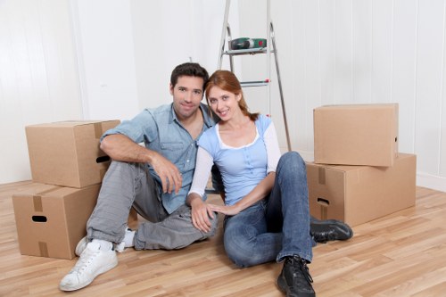 Office relocation items loaded into a moving van