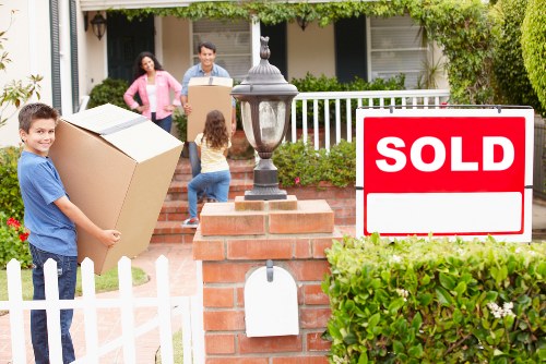 Packed boxes and furniture prepared for storage